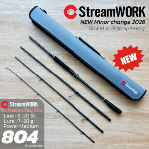 StreamWORK New 2024! คัน เบ็ด ตกปลา สปินนิ่ง 4 ท่อน ยาว 8 ฟุต The Southern Ping River 804 MS พร้อม Case ใส่คัน