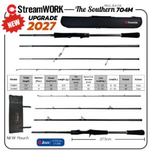 [ พกพาสะดวก สายเดินทาง Travel Rod ] StreamWORK NEW 2027 Southern Ping River 704 M 7ฟุต 4 ท่อน เวท 6-16lb. คันเบ็ด 4 ท่อน - Image 3