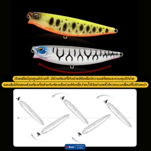 JOJO Tackle เหยื่อปลอมแบบ Pencil ผิวน้ำ 65mm 5g สร้างแอคชั่นง่าย สีสวย ตกกระสูบ/กะพง/สนาก - Image 4